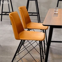 nordic light luxury dining table simple soft leather milk tea shop cafe desk back iron dining chair accent chair dining chair