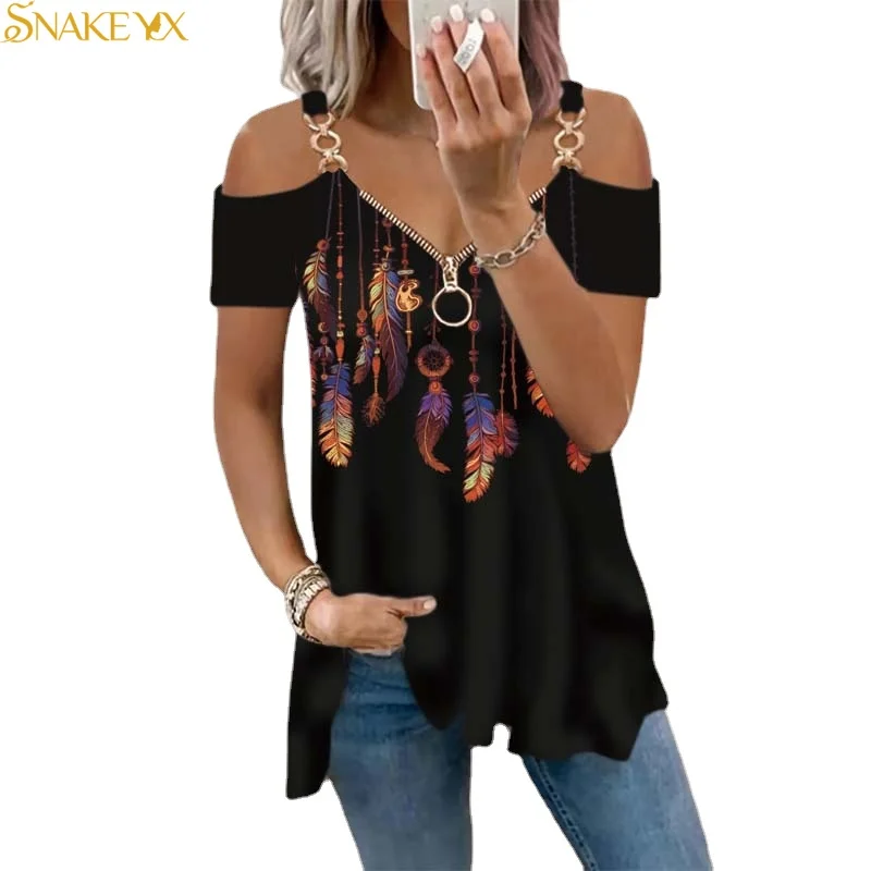 

SNAKE YX Women's Casual Short Sleeve Off Shoulder Tee Loose Soft Comfortable Summer Top
