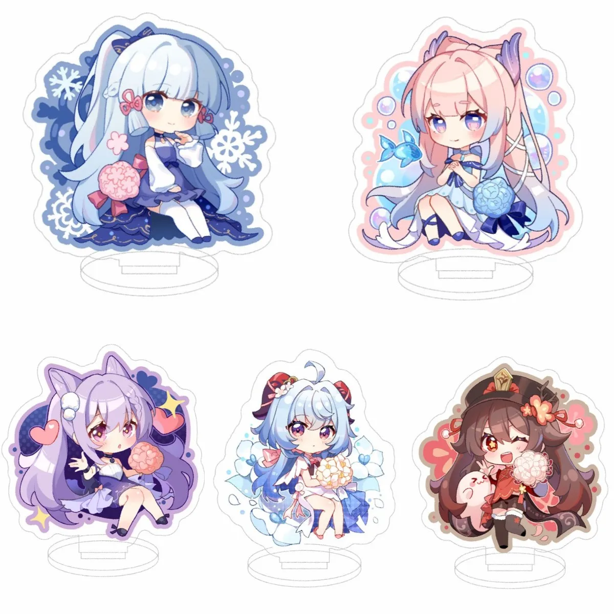 

Hot Anime Genshin Impact Hutao Cosplay 10CM Acrylic Cute Figure Ganyu Kamisato Ayaka Stand Model Toy Kawaii Desk Decor Fans Gift