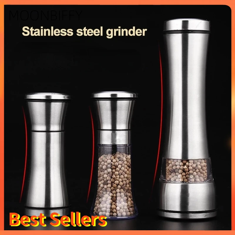 

Salt and Pepper Grain Mill Shakers Stainless Steel Metal Food Grinder Pulverizer Spice Jar Condiment Container Kitchen Tools
