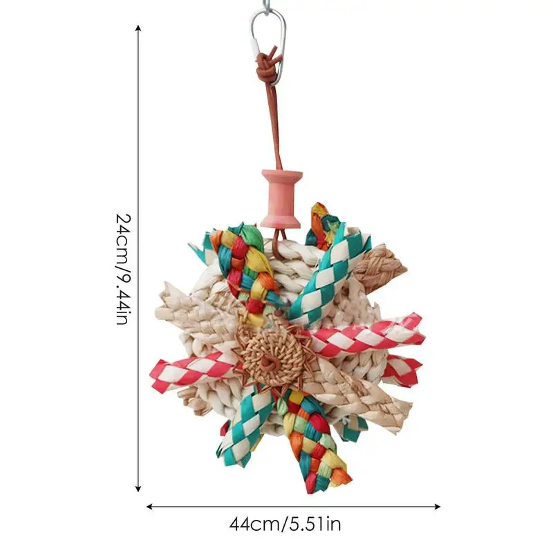 

Игрушки для измельчения птиц, попугай, таракиль, игрушка с металлическим крючком, красочная соломенная игрушка для измельчения, украшение сада