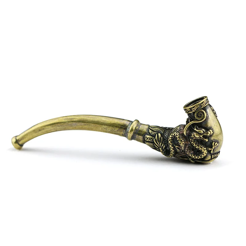 

Bronze Dragon Phoenix Cigarette Holder Brass Carving Casting Copper Pipe Tobacco Rod Pure Copper Handicraft Collection Ornament