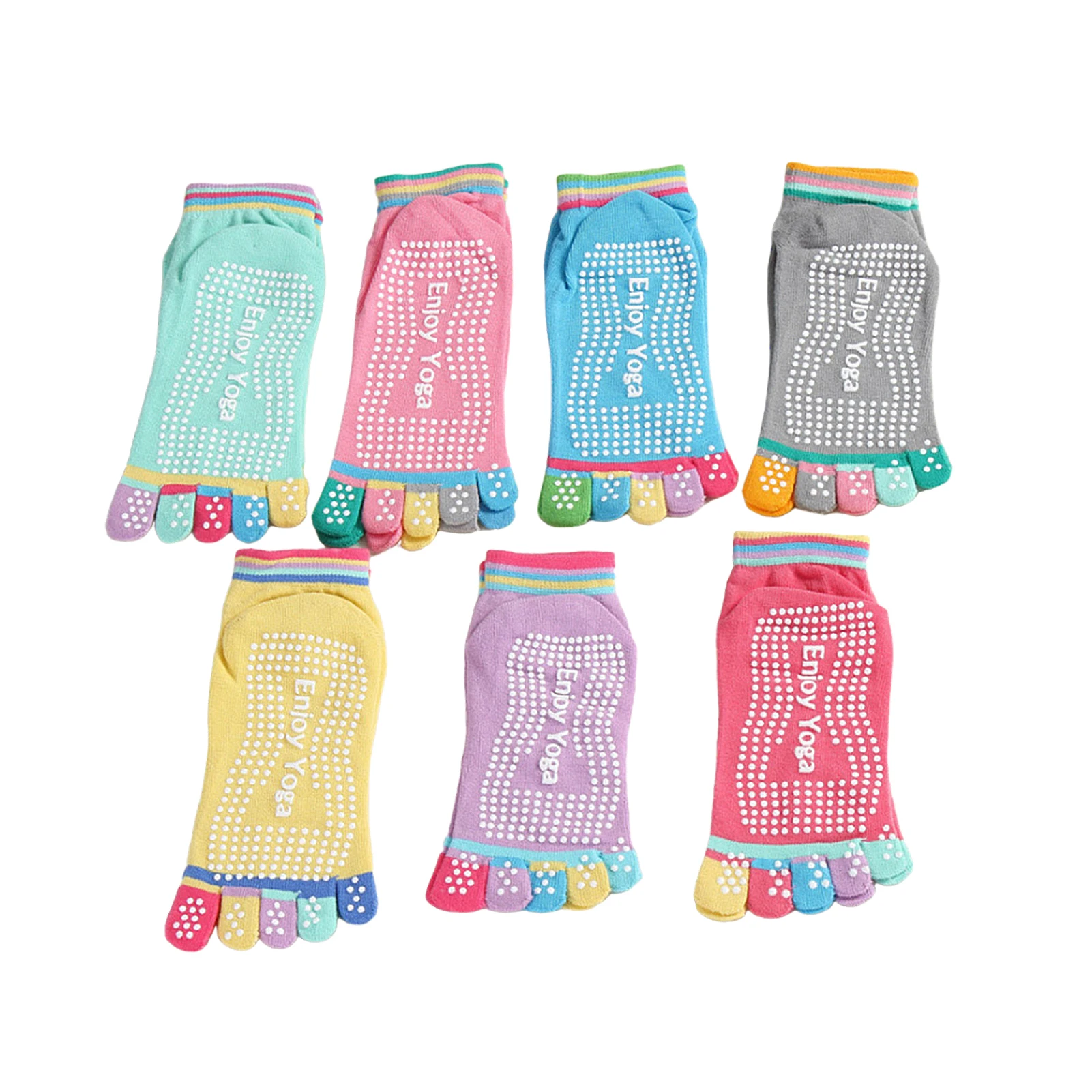 3 Pairs Five Toed Color Socks Pure Cotton Anti-skid Fashionable Simple Comfortable Breathable Yoga Women's Socks Outdoor Sports