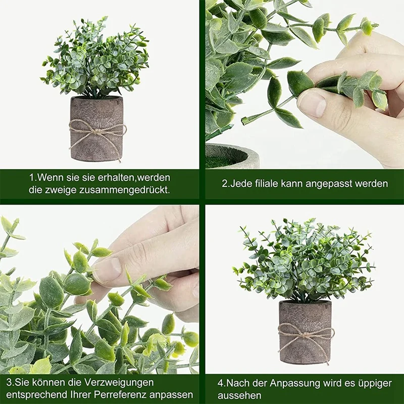 

Artificial Plants In Pot, Decorative Small Plants Artificial Eucalyptus, Fake Plants Like Real Set Of 3 For Bedroom