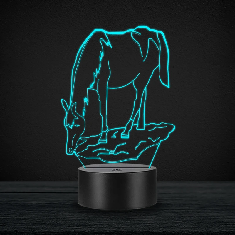 

NEW Animal Horse 3D Lamp Lighting LED USB Mood Night Light Multicolor Switch Touch Remote Luminaria Kid Toy Change Table Lamp