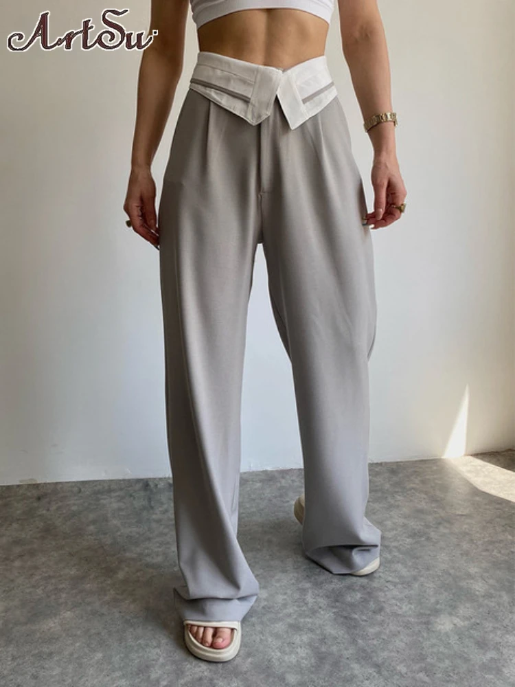 

Artsu/широкие брюки для женщин; Брюки с высокой талией; Модная уличная одежда; Сезон осень; Y2k; Костюм; Брюки; Женская нижняя одежда; Свободные спортивные штаны