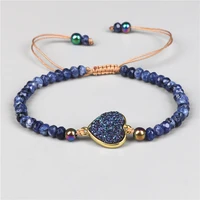 natural stone woven bracelet mixed shape beads bracelet quartz adjustable rope bracelets for men women charm fashion jewelry