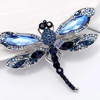 blue crystal vintage dragonfly brooches for women high grade fashion insect brooch pins coat accessories animal jewelry gifts