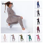 Комплект для йоги с вырезами UwilliyME, бесшовный комплект из 2 предметов для спортзала, фитнеса, спортивные костюмы для тренировок, одежда для активного отдыха, спортивная одежда для бега, тренировочный костюм