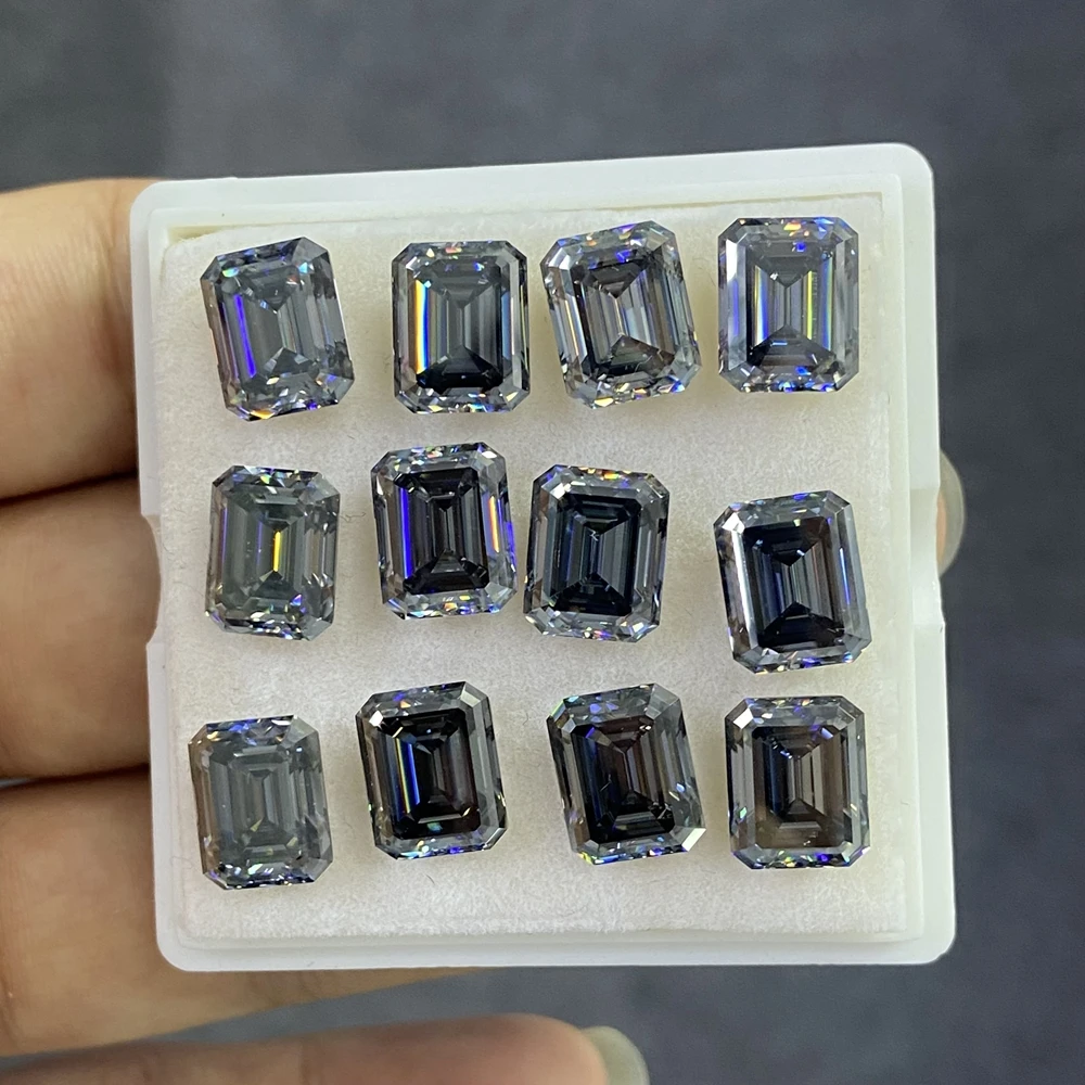 

Meisidian изумрудная огранка 5x7 мм 1ct 10x14 мм 10cts серый Муассанит VVS1 Отличная полировка лабораторный Выращенный серый камень