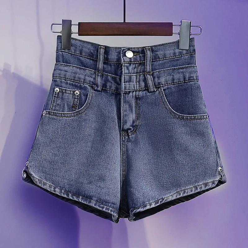 

Vintage Casual Elegant Fashion Sexy Wide Leg High Waist Summer Women's Jean Denim Shorts Female Clothing Short Pants