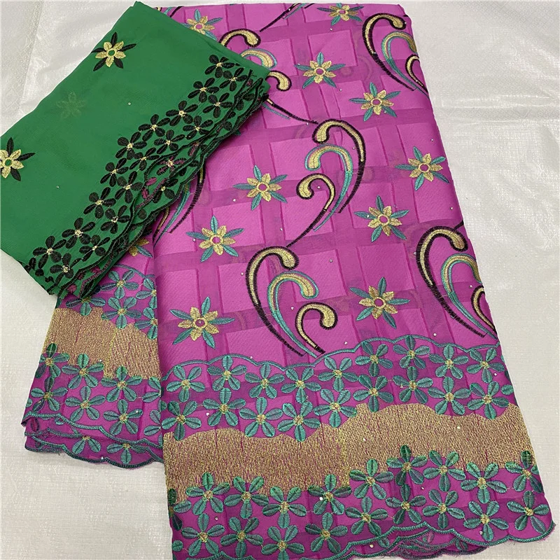 

5+2 Yards Swiss Fabric Latest Heavy Beaded Embroidery African Cotton Voile Lace Popular 2022 Dubai Style For wedding Party HL