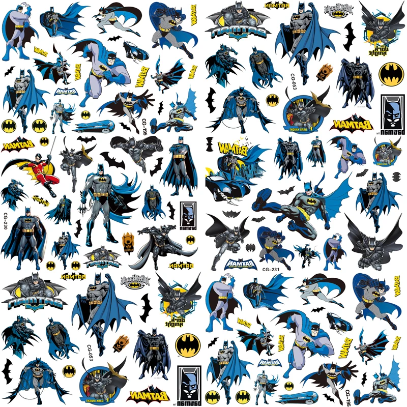 Цельный мультяшный детский татуировочный стикер Бэтмен модная красивая наклейка для ноутбука кожаный школьный портфель