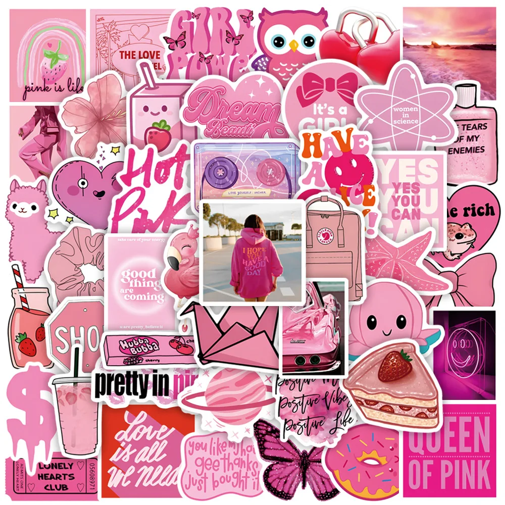 

10/30/50Pcs Cute Cartoon Pink Girls Stickers Laptop Scrapbook Luggage Phone Fridge Guitar Diary Decoration Sticker Decal Kid Toy