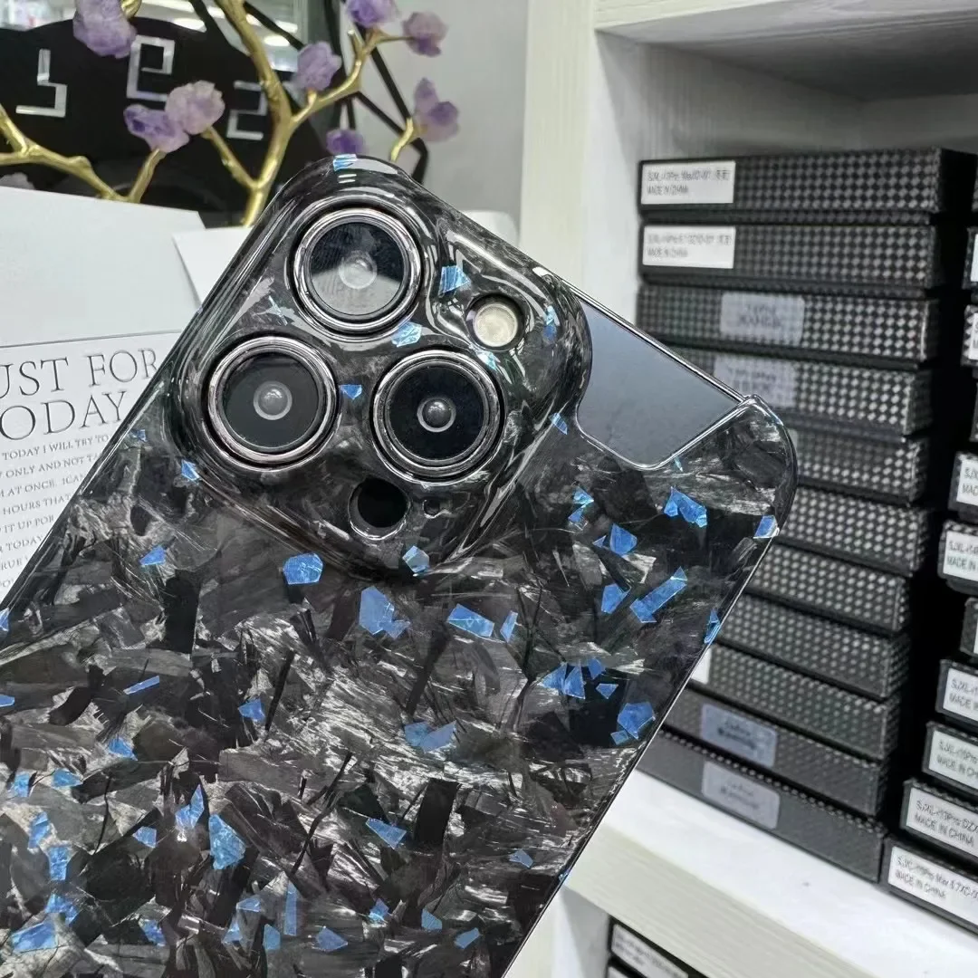 Чехол из натурального углеродного волокна для iPhone 14 15 Pro Max 15Pro блестящий