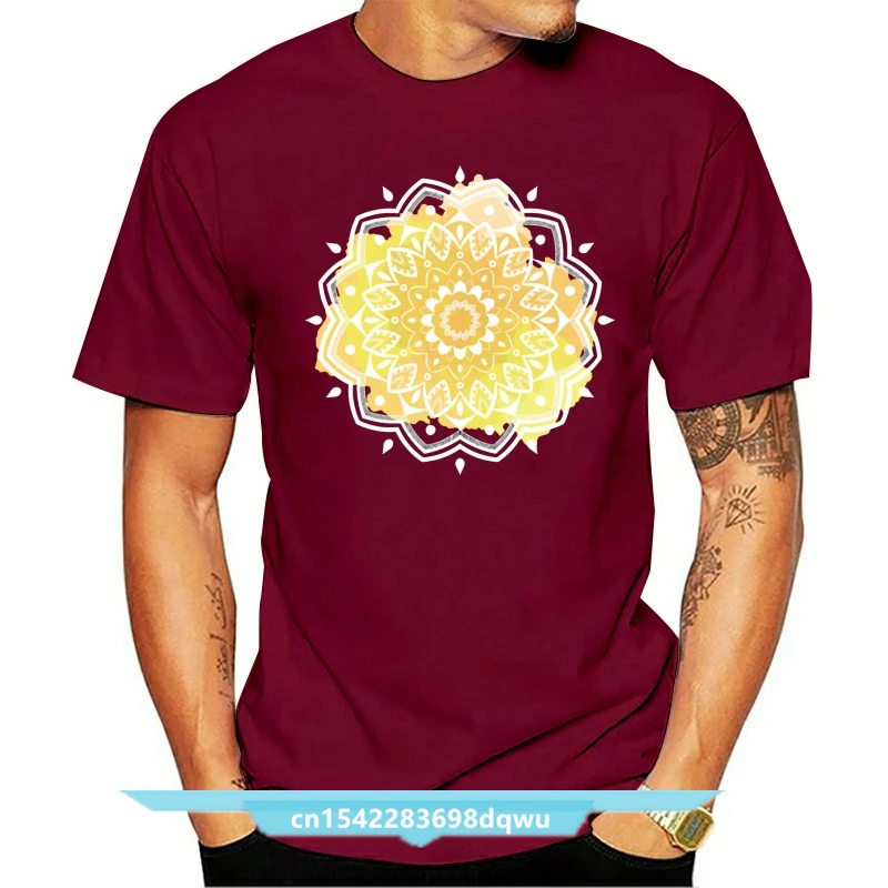 

MANDALA YELLOW T Shirt Printed 100% Cotton O Neck Slim Gift Basic Summer Style Formal Shirt
