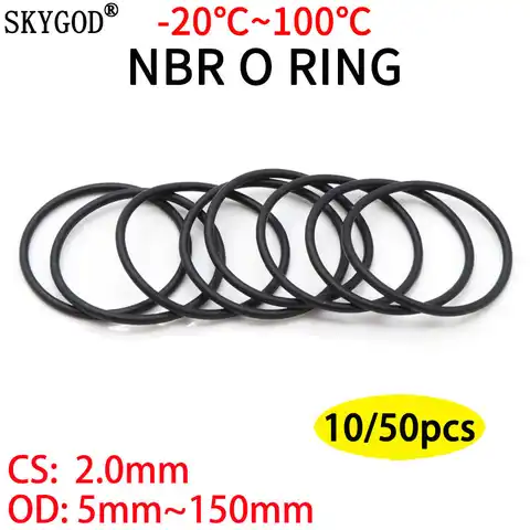 Черное уплотнительное кольцо CS 2 мм OD 5 мм ~ 150 мм NBR, автомобильное Нитриловое резиновое Круглое уплотнительное кольцо, коррозионно-маслостой...