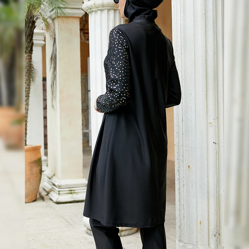 Мусульманский женский купальник Burkini длинный рукав пляжный отдельный одно плечо