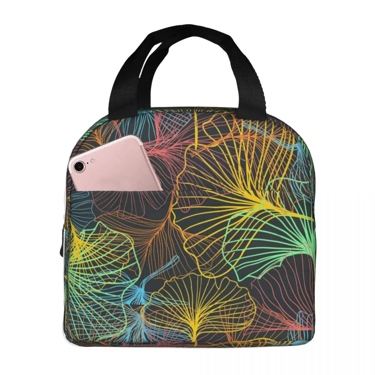 

Ginkgo Biloba Lunch Bag Super Leaves Print Cute Lunch Box For Adult Outdoor Picnic Convenient Cooler Bag Thermal Tote Handbags