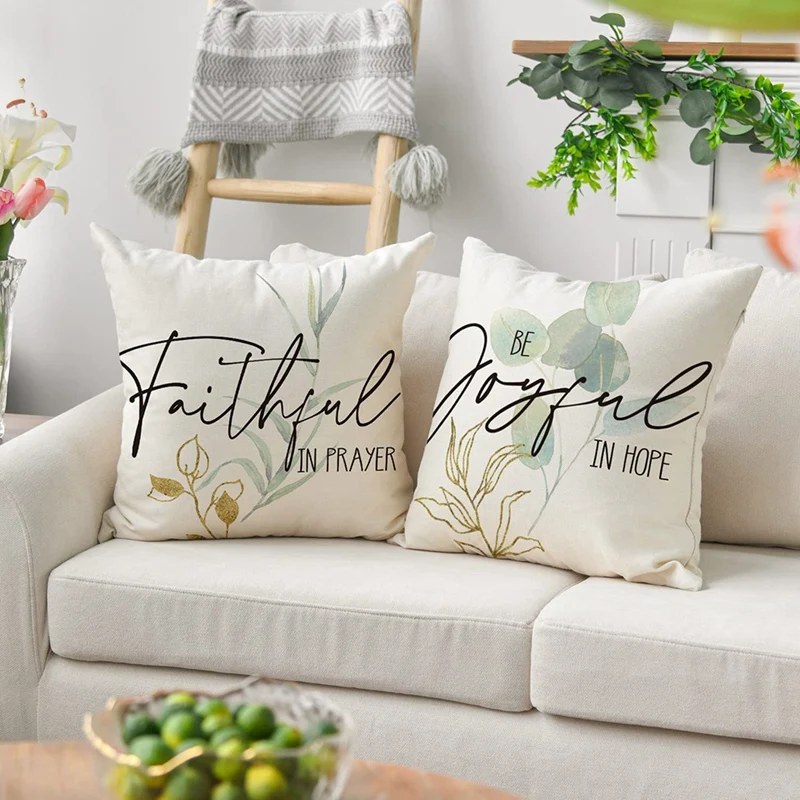 

Spring Pillow Covers 18X18 Set Of 4 Spring Decorations Farmhouse Throw Pillows Cushion Case For Home Couch Decor-ABUX