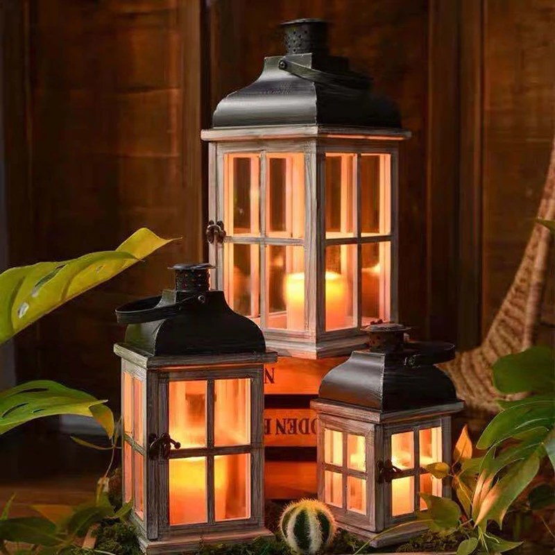 

Vintage Wooden Light Lamp Lighthouse Candlestick Gardening Decoration Home Balcony Ornaments Romantic Wed Gift decoración hogar