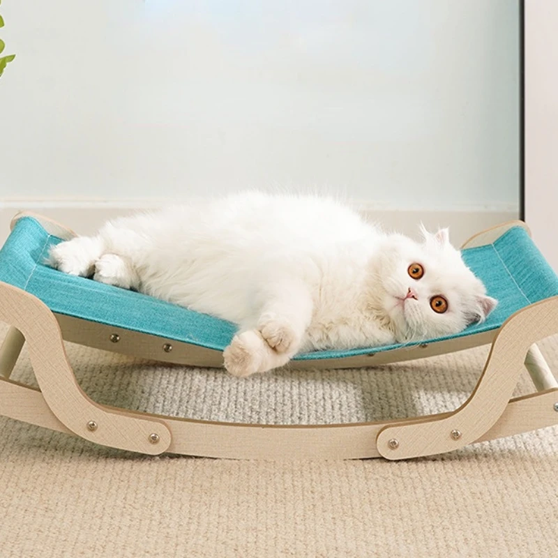 Wooden cat hammock simple solid wood cat nest Solid wood moisture-proof cat bed Dog sleeping rocking bed pet nest cat bed