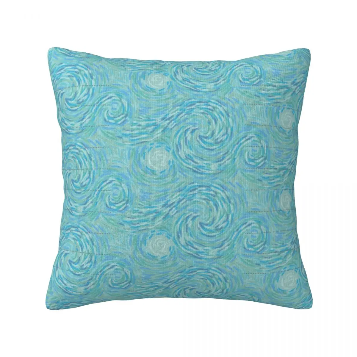 

Bright Teal Blue And Gray Swirl Pillow Case Van Gogh Polyester Cushion Pillowcase Zipper Spring Modern Cover