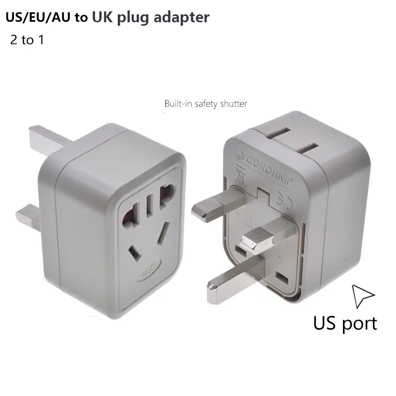 2 In 1 Us To United Kingdom Power Adapter Type-g 3 Pins Square For Singopare Malaysia Dubai