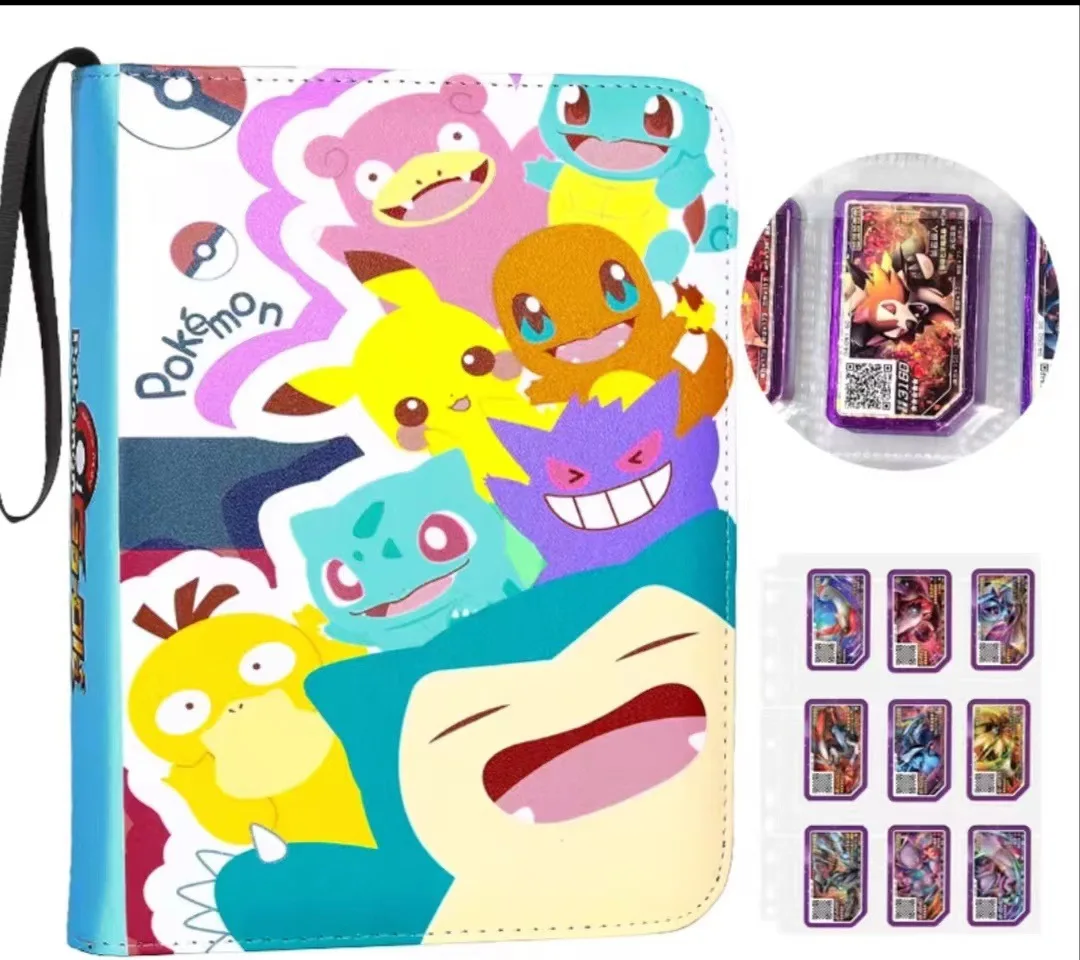 

Pokemon Double Binder Album 400&900 Cards Game Zipper Card Sealed Fixed Pages Portable Storage Case Toy Gift For Kid