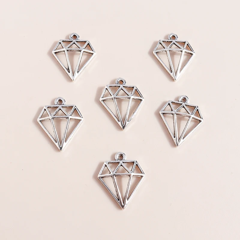 Leslie 50 шт. 16x19 мм простые полые подвески в форме драгоценных камней для браслета