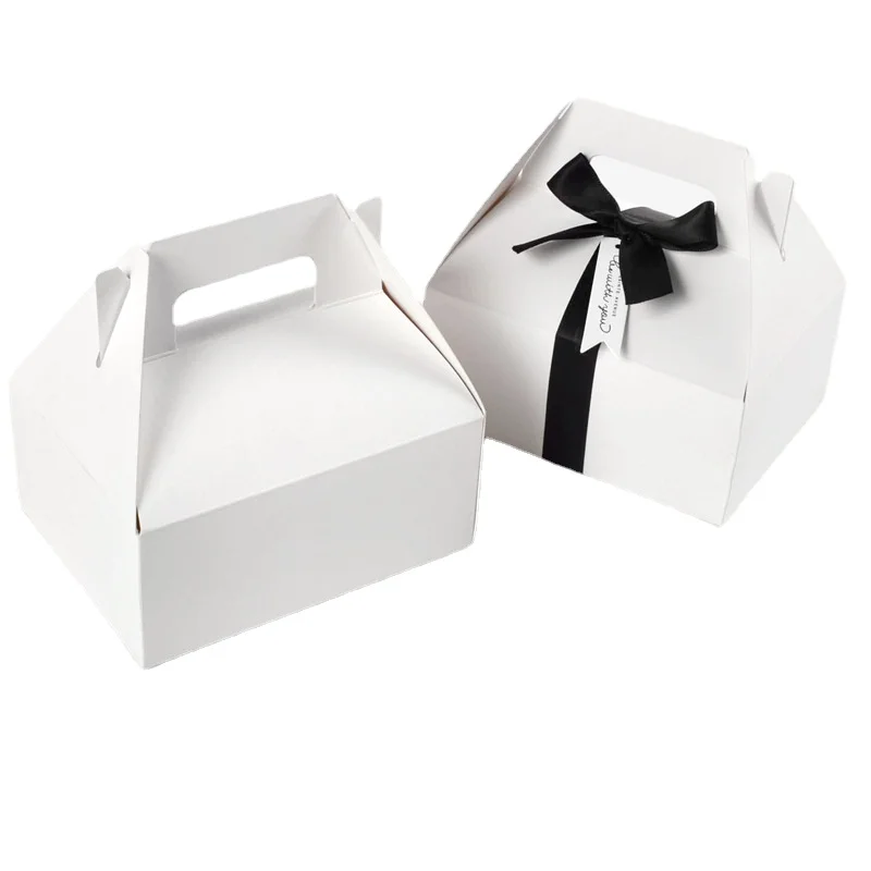 10/30/50 Pcs Portable Gift Packaging Boxes White Paper Bags for Baking Cake Cookie Chocolate Wedding Party Supplies Wholesale