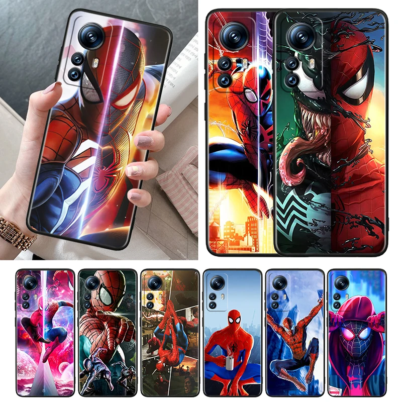 

Marvel Avengers Spiderman Case For Xiaomi 12T 12S 12 11 Ultra 11T 10T 9T Note 10 Pro Lite 5G Soft Black Phone Cover Shell Capa