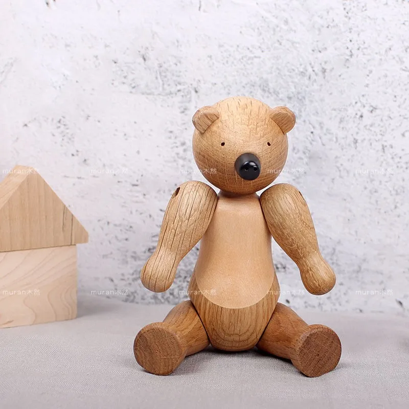 

Фигурки, деревянные поделки, креативный медведь из цельного дерева, подарок, животное, марионетка, украшение для дома, офиса, спальни, украшение
