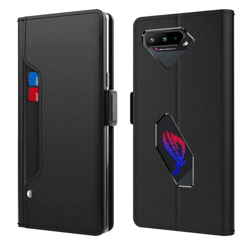Кожаный чехол для телефона Asus ROG Phone 5 магнитный мягкий из ТПУ с откидной крышкой и
