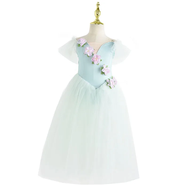 Профессиональное розовое балетное платье-пачка для взрослых и детей с цветами