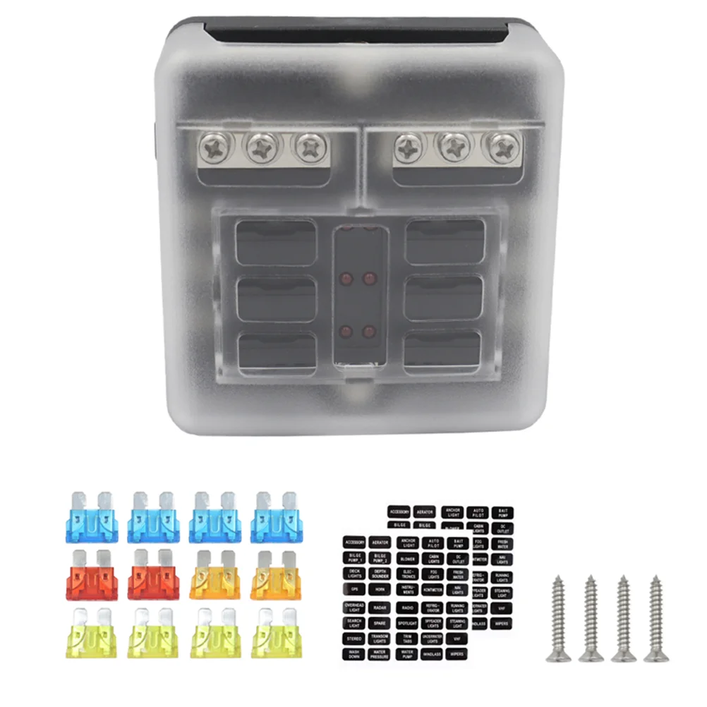 

1 Set Fuse Box Professional Conductivity Practical Fuse Box Car Fuse Holder 6-way Circuit Fuse Block