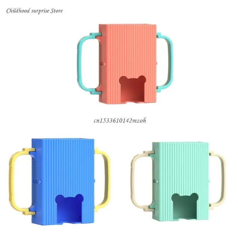 

Изогнутые ручки Откидной держатель для детей, кормящих самостоятельно Несжимаемый дизайн для коробок для сока и пищевых пакетов