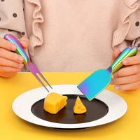 4pcsset knife fork stes stainless steel cheese fork mini dessert forks butter knife taleware cozinha utensilios