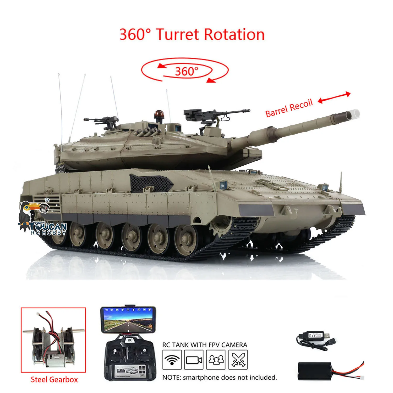 Фото Материнская плата TK7.0 HL 3958 1/16 RC Танки IDF Merkava MK IV Стандартная версия Модели FPV-камер Армейские игрушки для мальчика BB Стрельба из дыма №3