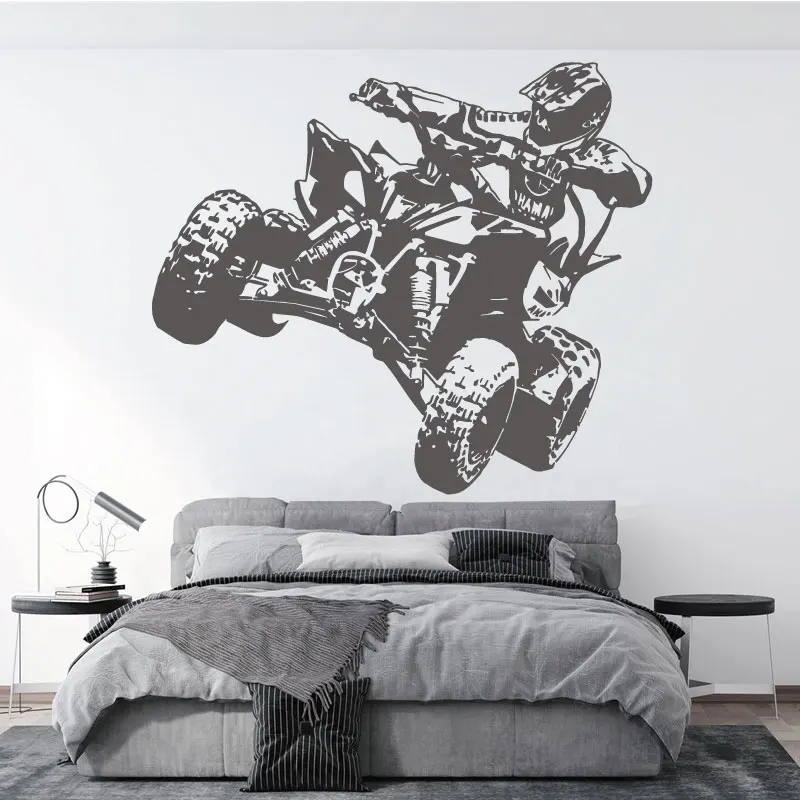 Four Wheel Mountain Bike Vinyl Wall Sticker ATV Motorcycle Fans Teen Room Bedroom Garage Decoration Decal Wallpaper Mural Gift 6