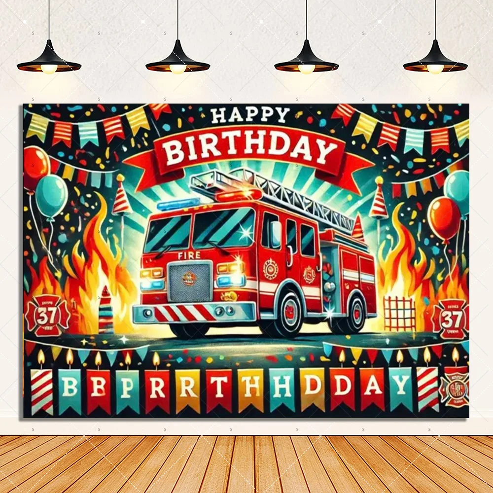 

Виниловый фон для фотосессии "Пожарная машина"