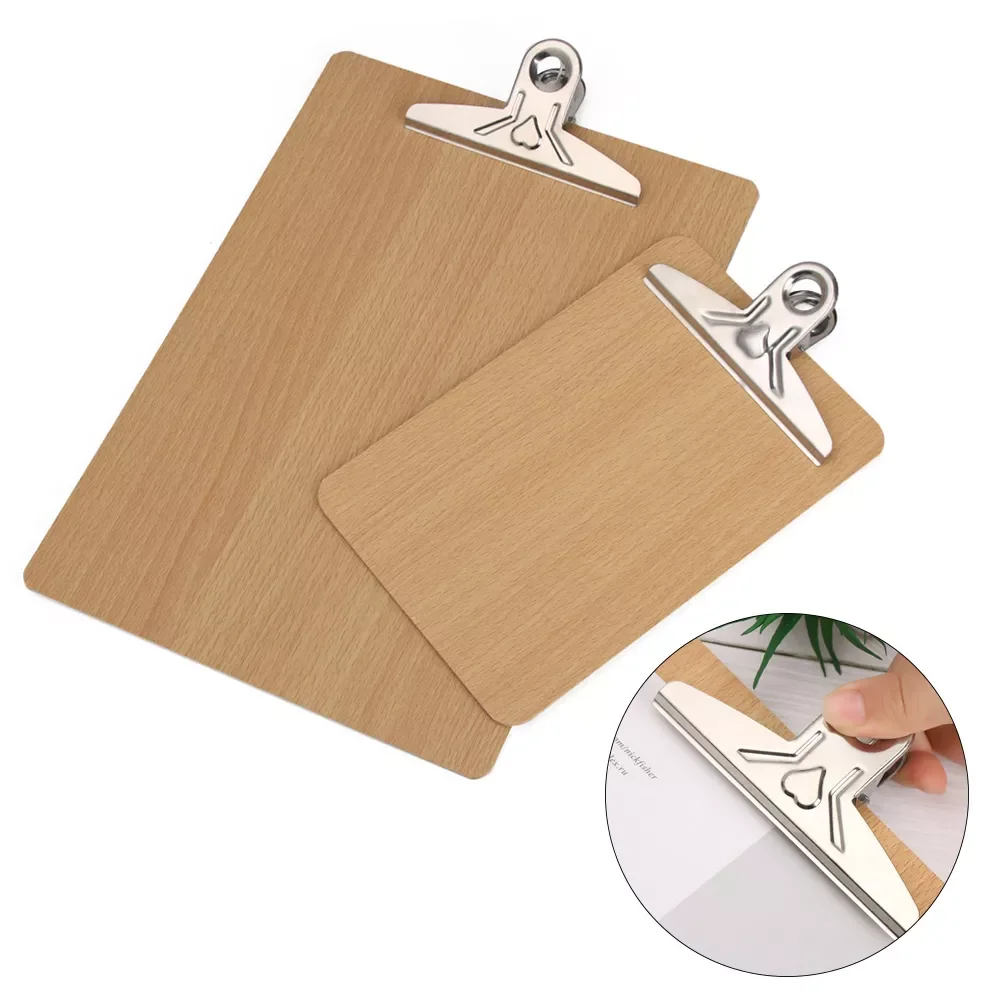 

Stationery Restaurant Hotel Note Pads A4 A5 Wooden Clipboard Writing Sheet Pad Storage Clips Folders Board Business Office