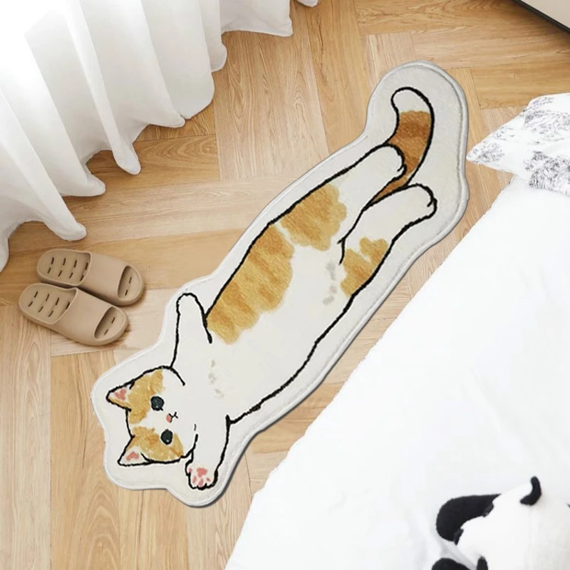 Cute Cat’s Carpet INS Cartoon Rug Plush Shaggy Fluffy Irregular Bedside Thicken Special-Shaped Floor Mat Small Rug Decor 카페트