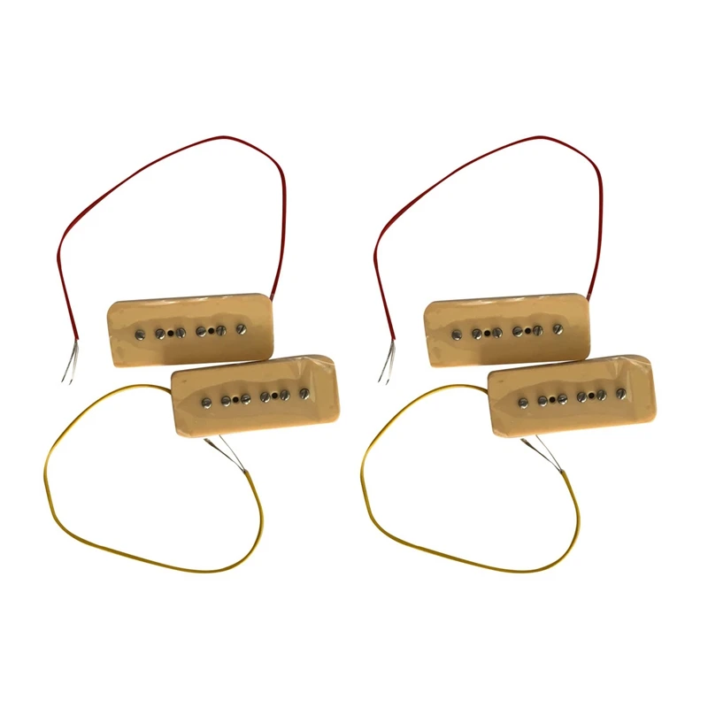 

4X Alnico V Alnico 5 Single Coil Soapbar P90 Neck Bridge Pickup 50/52Mm Metal Braided Wire Fit Electric Guitar