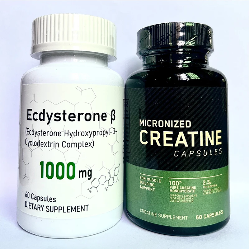 

2 Bottle 120 Pillsecdysterone capsules+creatine monohydrate capsules increase muscle mass enhance strength support development