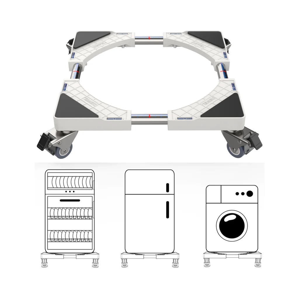 

DEWEL Adjustable Movable Washing Machine Pedestal with 4 Set Rubber Swivel Wheels for Fridge and Dryer