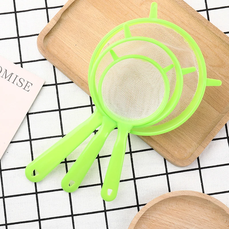 

3Pc Fine Mesh Scoop Strainer Colander Plastic Flour Sieve With Handle Juice Tea Strainer Kitchen Tool