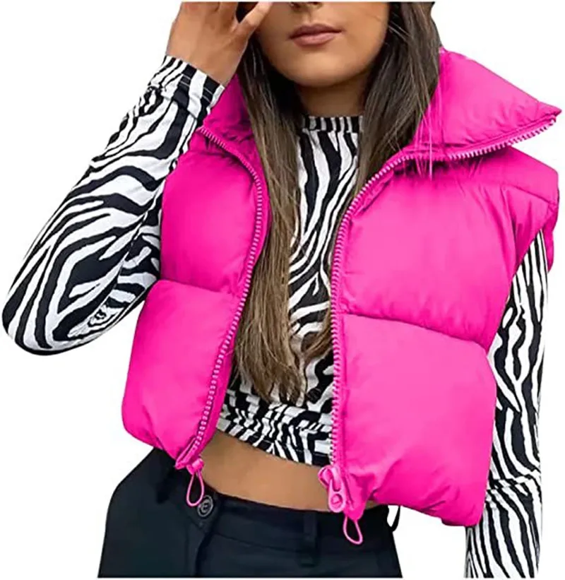 Fashion new cotton vest women's winter stand collar thickened cotton vest sleeveless bread jacket waistcoat women