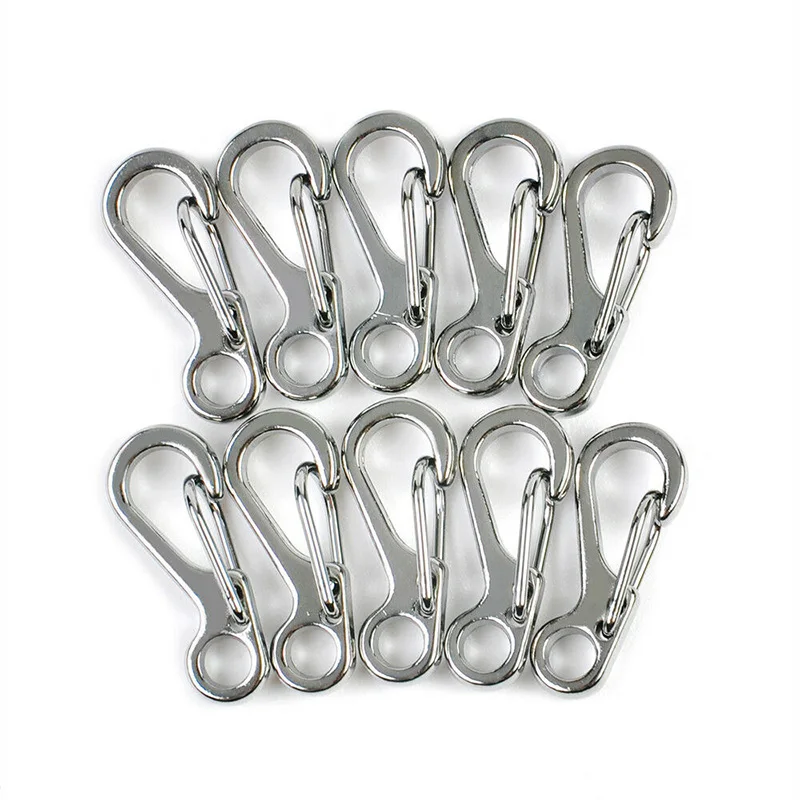 

Stainless Steel Carabiner Key chain Buckle Traveling Lightweight 10Pcs Set Snap Spring Clip Hook Camping Outdoor