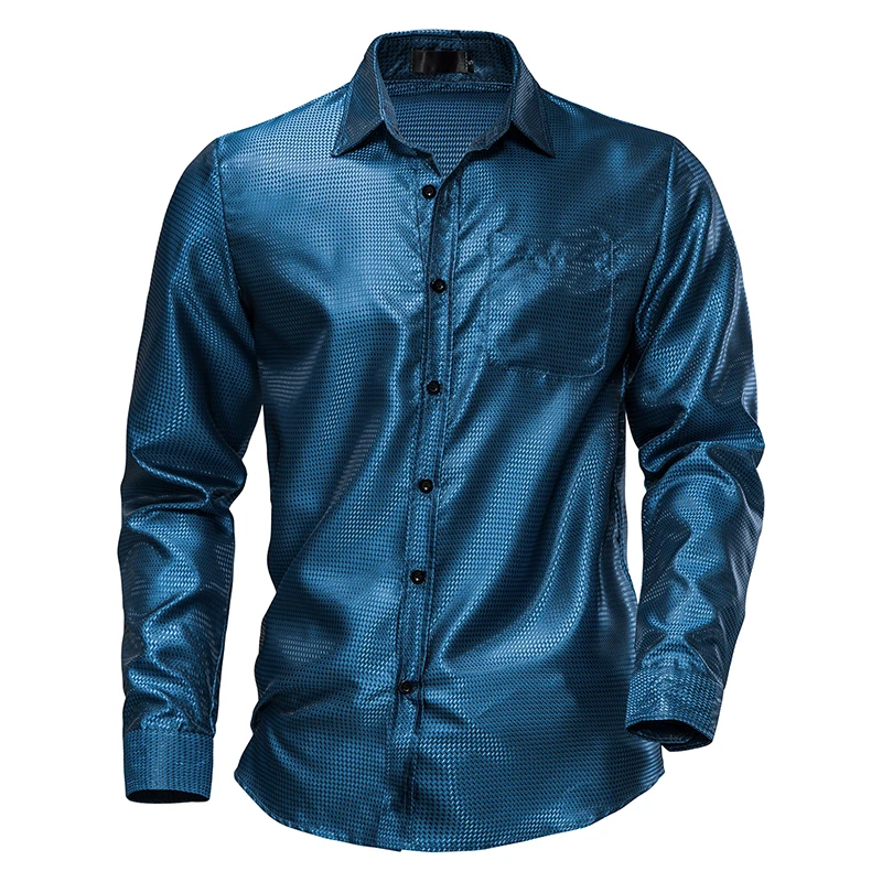 

Sexy Pattern Nightclub Shirt Men Brand New Long Sleeve Mens Dress Shirts Party Prom Male Social Shirt Chemise Homme YK2